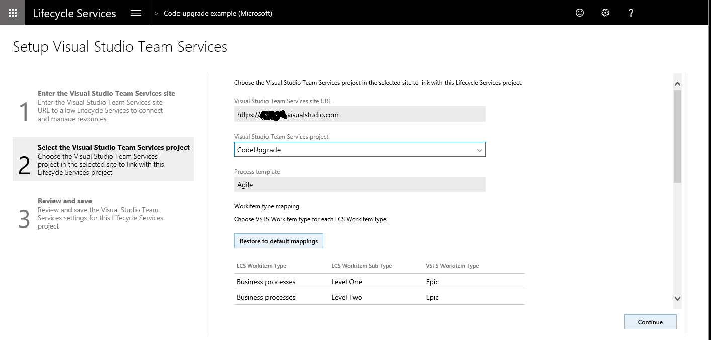 Screenshot of the Lifecycle Services select project page.