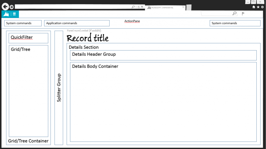 Simple list and details wireframe.