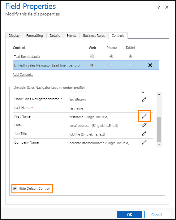 Configurar propriedades de um controlo do Sales Navigator Configurar propriedades de um controlo do Sales Navigator.