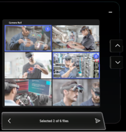 Captura de tela mostrando fotos selecionadas do HoloLens rolo da câmera