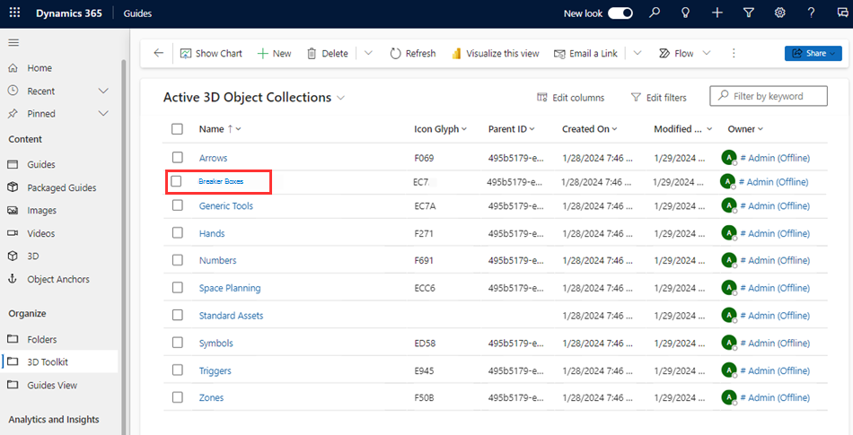 Tela do aplicativo baseado em modelo com uma nova coleção de objetos adicionada Tela do aplicativo baseado em modelo com uma nova coleção de objetos adicionada.