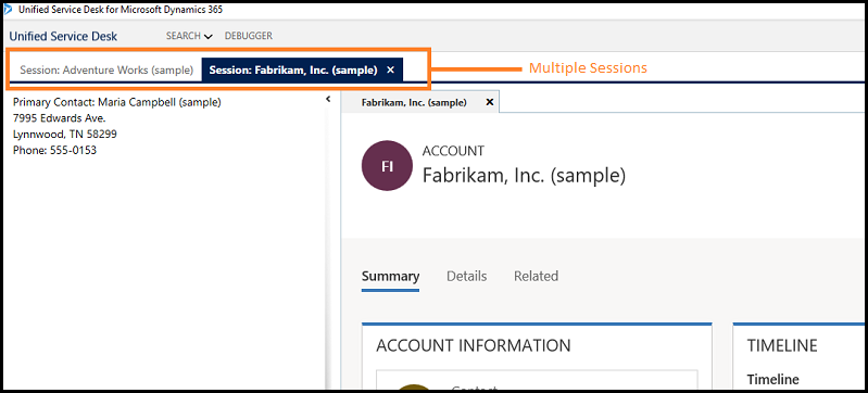 Multiple sessions in Unified Service Desk Multiple sessions in Unified Service Desk.
