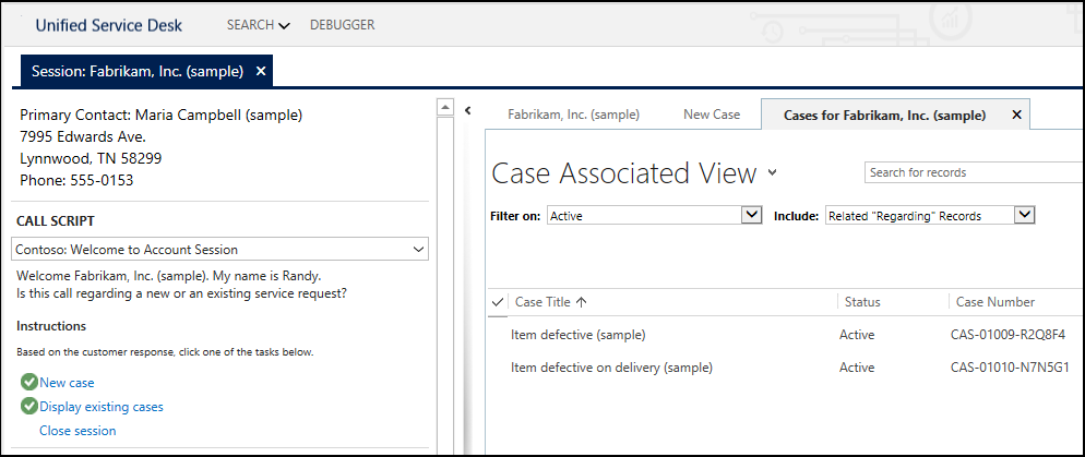 Display existing cases for an account Display existing cases for an account.