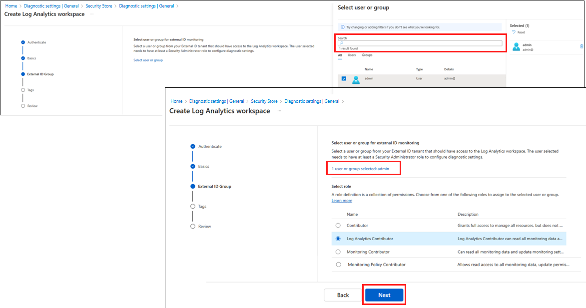 Captura de ecrã que mostra como adicionar utilizadores, grupos e funções.