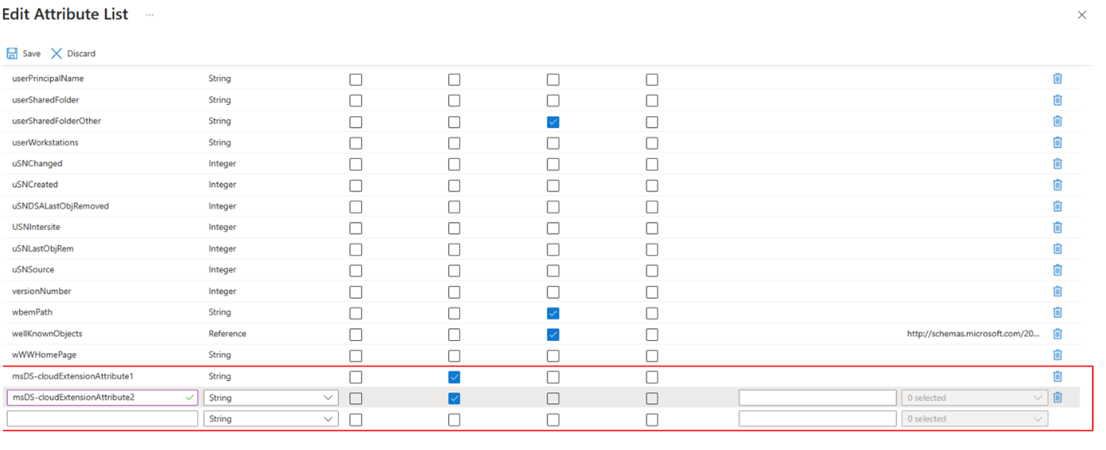 Captura de tela da lista de API de origem.