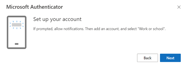 Captura de ecrã do Microsoft Authenticator.