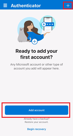 Captura de tela de como se registrar usando o Microsoft Authenticator para dispositivos iOS.