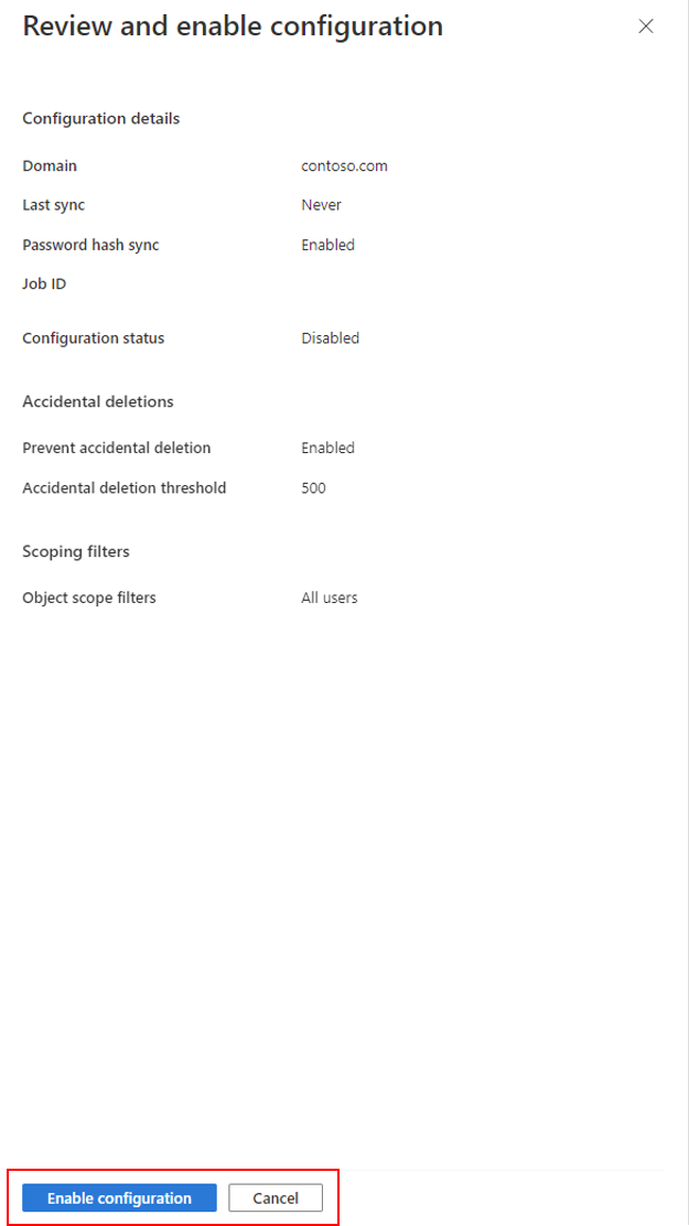 Captura de ecrã a mostrar a ativação de uma configuração.