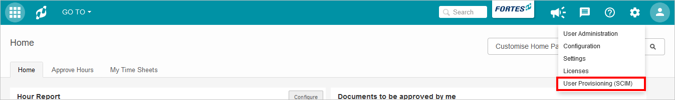 A configuração SCIM da Fortes Change Cloud