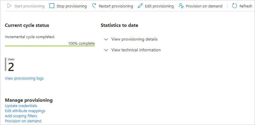 Captura de tela da barra de progresso Provisionamento