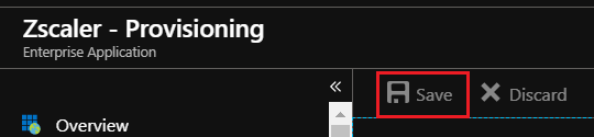Screenshot of the Zscaler - Provisioning Enterprise Application sidebar with the Save option called out.