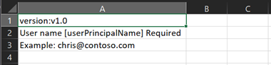 Captura de tela do arquivo CSV contém nomes e IDs dos usuários a serem excluídos.