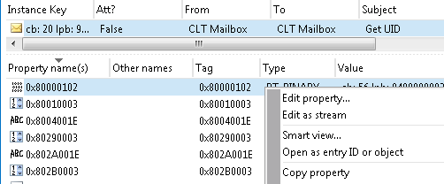 Captura de ecrã da opção Editar propriedade da etiqueta 0x80000102.