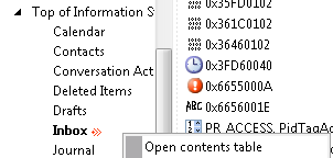 Captura de ecrã a mostrar os passos para selecionar o item Abrir tabela de conteúdos.