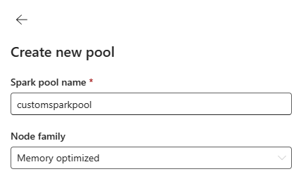 Captura de tela mostrando opções personalizadas de criação de pool.