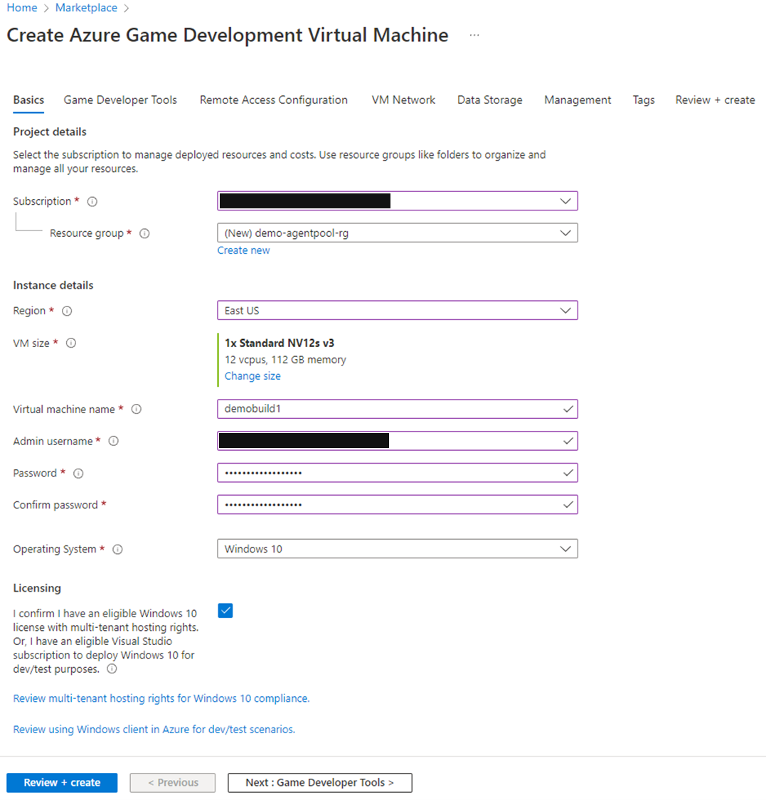 Create Game Dev VM 1