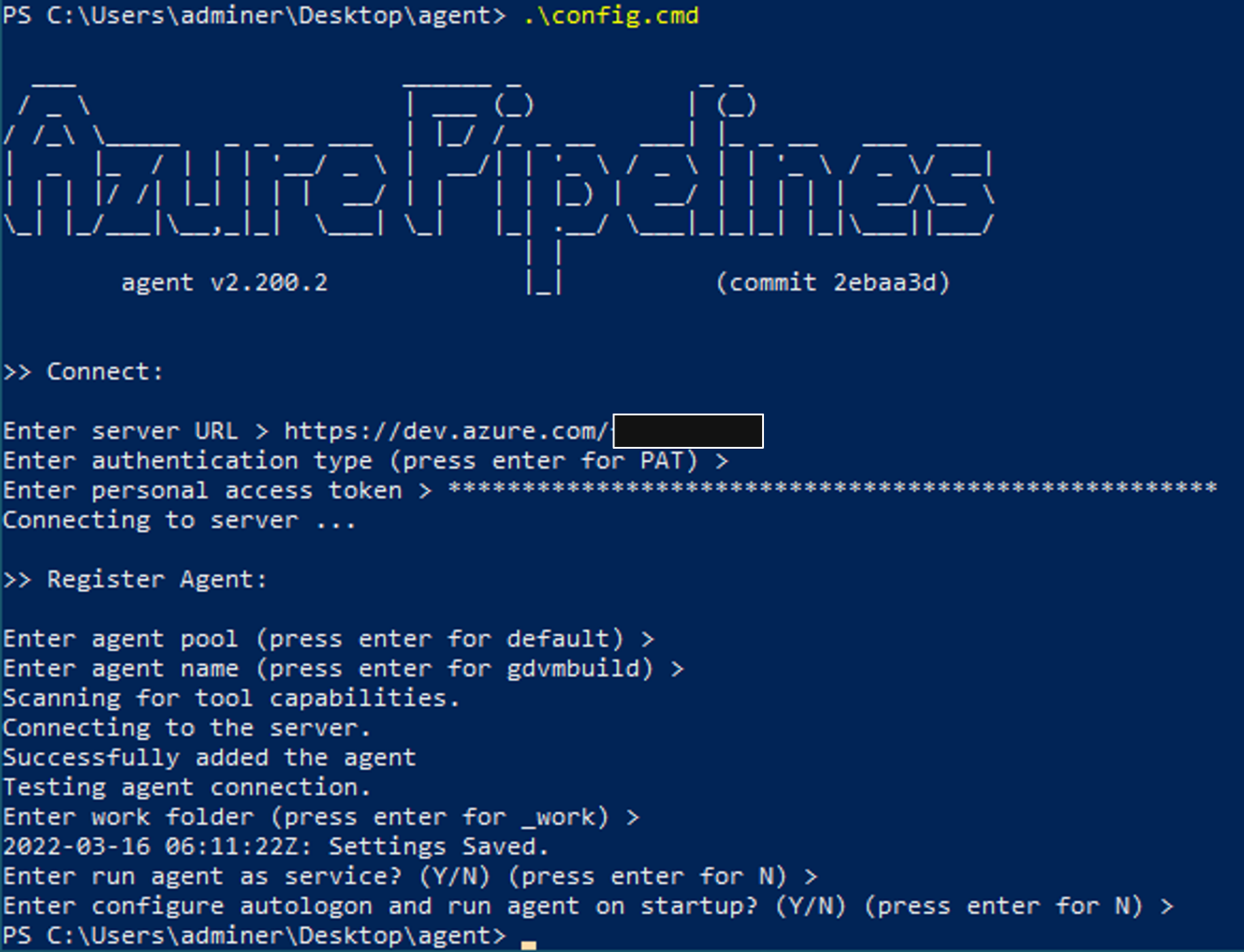 Azure DevOps Build Agent install 2