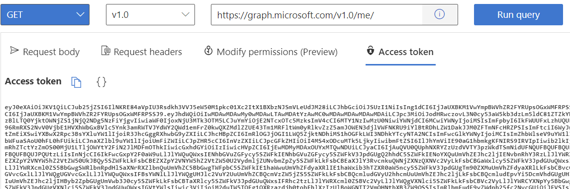 Captura de tela do Graph Explorer destacando a área de consulta