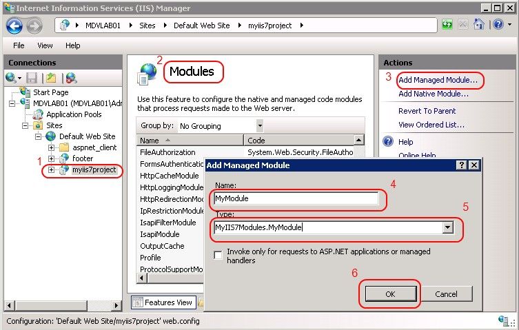 Adding an IIS7 module Adding an IIS7 module