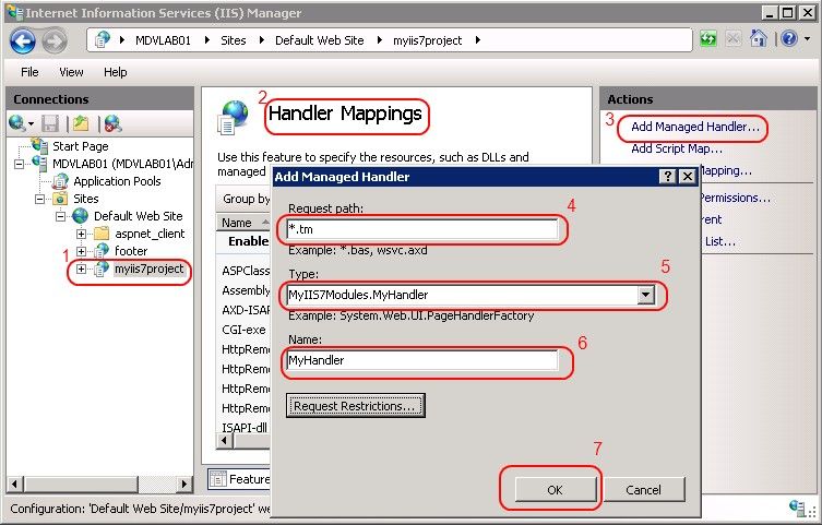 Adding an IIS7 handler Adding an IIS7 handler