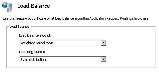 Captura de tela do algoritmo de balanceamento de carga definido como Round robin ponderado e Distribuição de carga definida como distribuição uniforme.