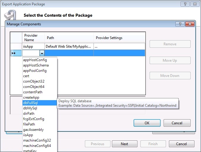 Captura de tela do campo Nome do Provedor com foco na opção D B Full S Q L.
