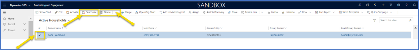Access deactivate and delete from household list Access deactivate and delete from household list.