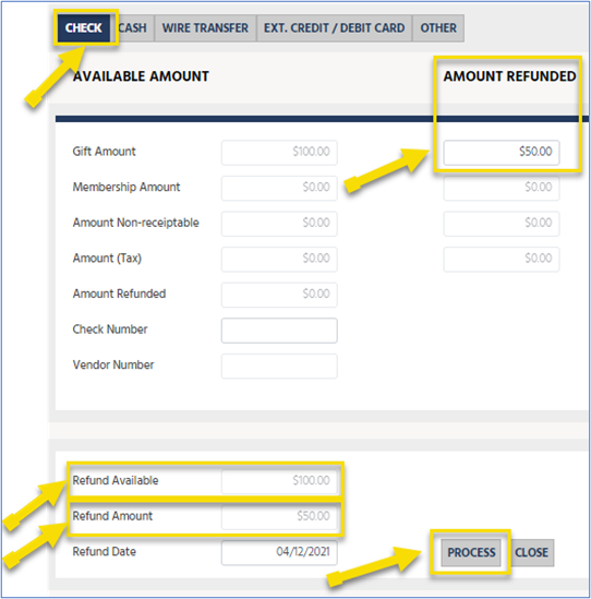 Partially refund a gift Partially refund a gift.