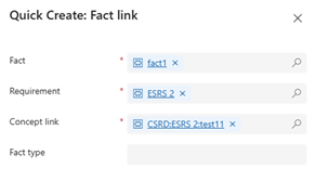 Captura de ecrã da associação de um facto.