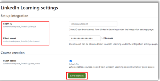 totara-linkedin-learning-client-id-client-secret-screen