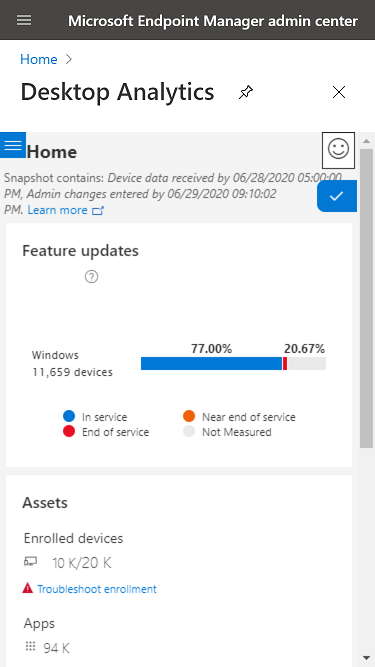 Portal desktop Analytics em um iPhone 8