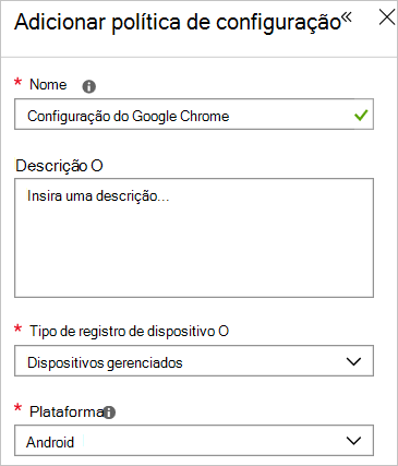 Adicionar a política de configuração do Google Chrome