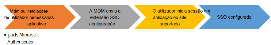 End user flow chart when installing SSO app app extension on iOS/iPadOS devices.