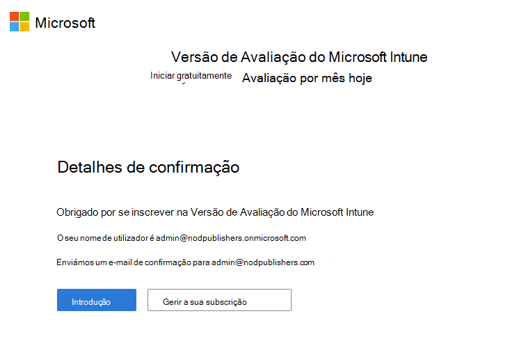 Screenshot da Microsoft Intune configurar página de conta - Adicionar nome de utilizador e senha