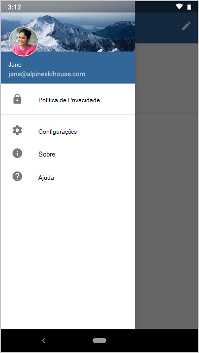 Screenshot da aplicação Microsoft Intune, mostrando o menu lateral.