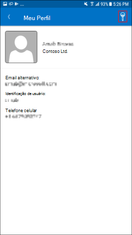 A screenshot mostra Portal da Empresa aplicação para Android, O meu ecrã de perfil.