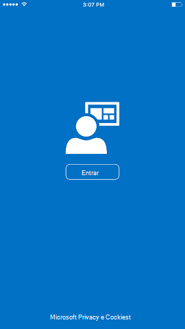 A página de início de sessão do Portal da Empresa, com o ícone de uma pessoa à frente de uma representação gráfica de um site. Abaixo, está o botão "Iniciar sessão". Uma ligação na parte inferior direciona para as informações de Privacidade e Cookies da Microsoft.