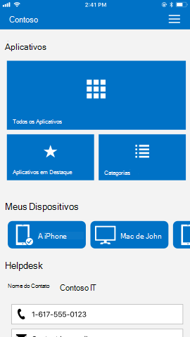 O Screenshot mostra Portal da Empresa app para i S / i Pad O S antes da atualização, Apps e My Devices.