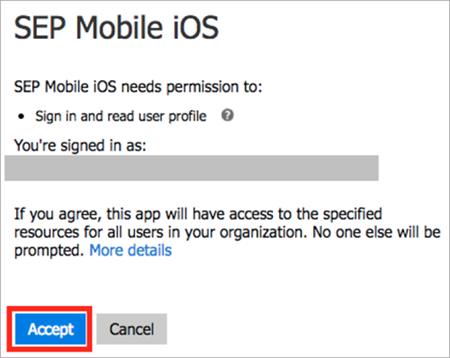 Imagem da aplicação iOS/iPadOS Intune pedido de login