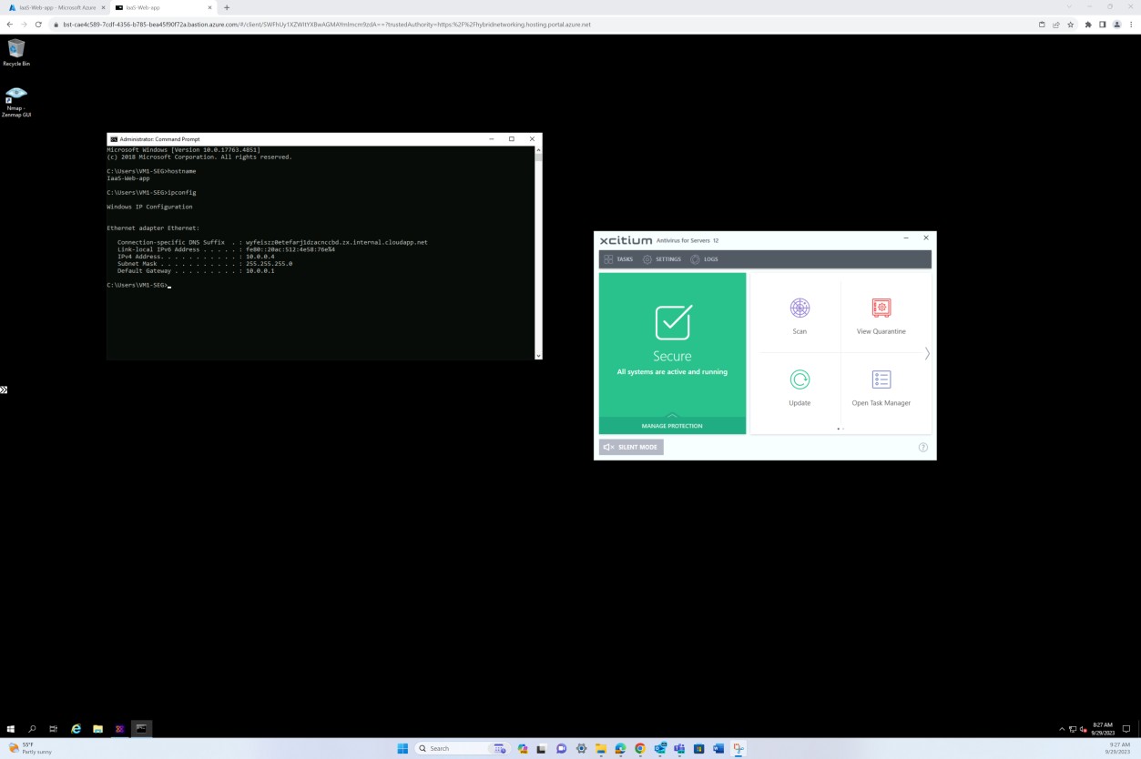 OpenEDR line of code and pop-up result of secure.