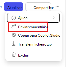 Enviar comentários no Agent Builder