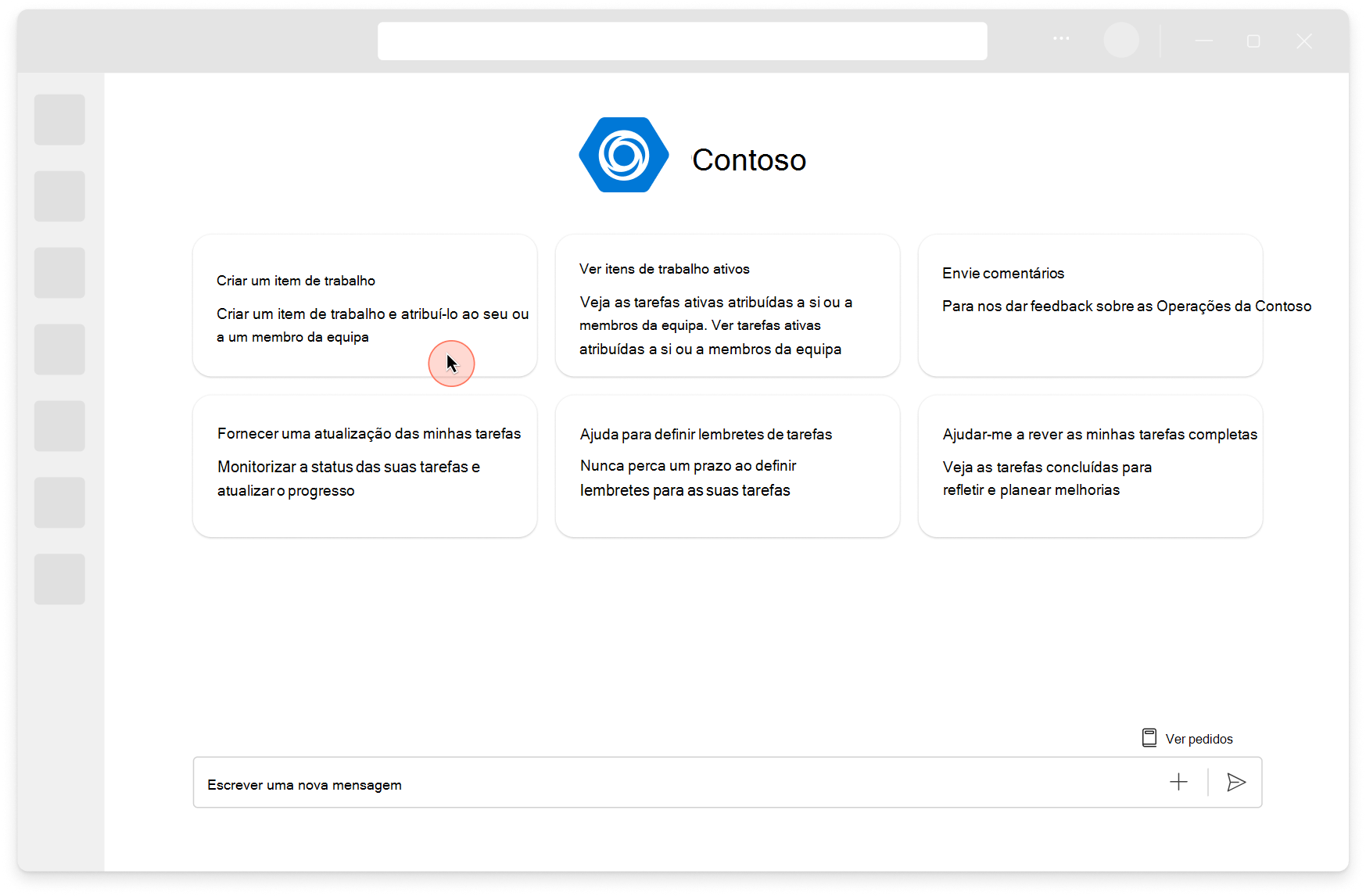 Uma captura de ecrã do pedido zero