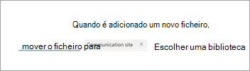 Captura de ecrã a mostrar a página da instrução de regra a mostrar a opção escolher uma biblioteca realçada.