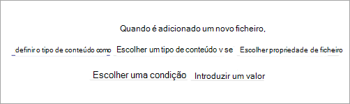 Captura de ecrã da página da instrução de regra a mostrar as opções de instrução.
