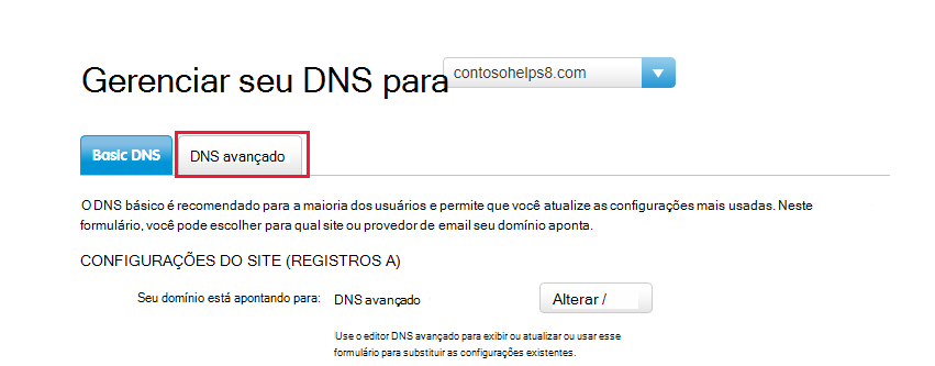 Selecione o separador DNS Avançado.
