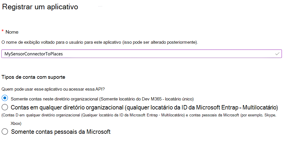 Captura de ecrã a mostrar a caixa de diálogo Registar aplicação asn.