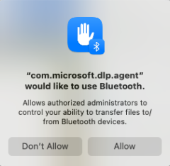 Captura de ecrã que mostra o pedido de acesso Bluetooth