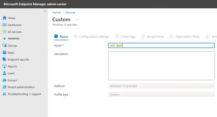 Os atributos básicos no portal do centro de administração do Microsoft Intune