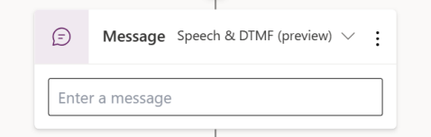 Captura de tela da localização da opção Fala e DTMF em um nó de mensagem.