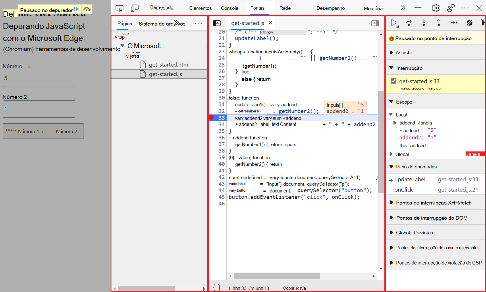 Navegar, exibir, editar e depurar JavaScript retornado pelo servidor